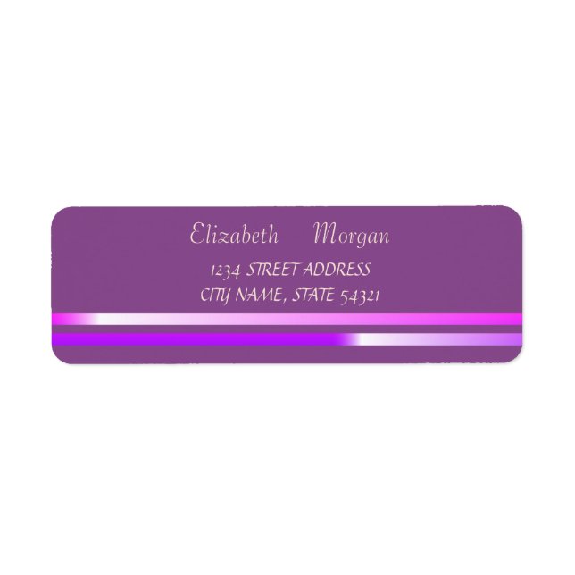 Elegant Glamourous Violet,Stripes Address Label (Front)