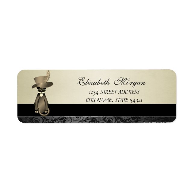 Elegant Glamourous Whimsical  Cat  Address Label- (Front)