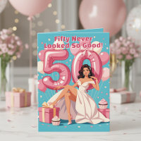 Elegant Glamourous Woman 50th Birthday Greeting