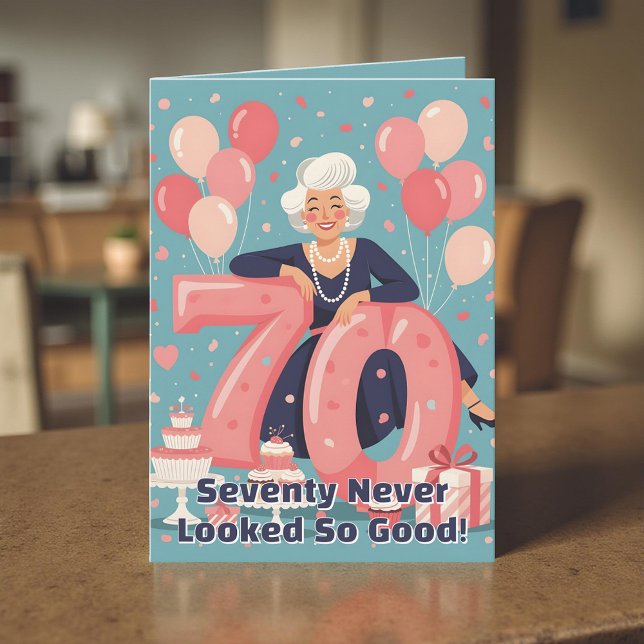 Elegant Glamourous Woman's 70th Birthday Greeting Card (Creator Uploaded)