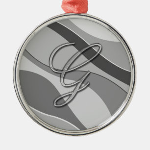 Elegant Glass Monogram Letter G Metal Tree Decoration