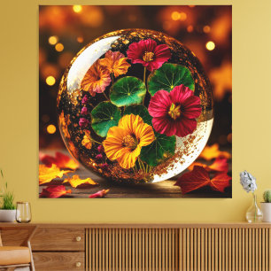 Elegant Glass Sphere Encapsulating Vibrant Autumn Canvas Print
