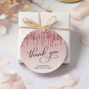 Elegant Glitter 60th Birthday Party Thank You Favour Tags