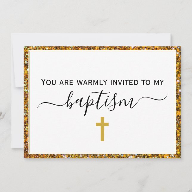 Elegant Glitter ADULT BAPTISM Invitation (Front)