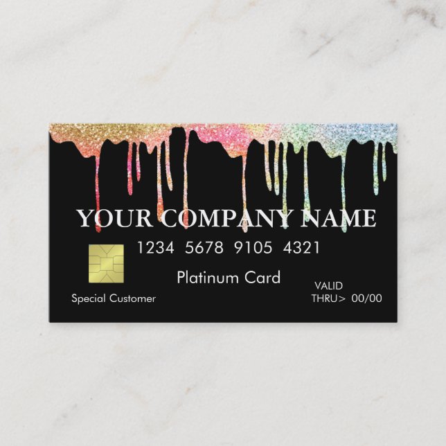 Elegant Glitter Black Credit Card (Front)