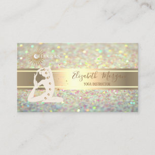 Elegant Glitter Bokeh,Gold Stripe Yoga Silhouette Business Card