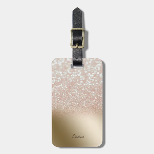Elegant Glitter Bokeh Ombre - Personalised Luggage Tag (Front Vertical)