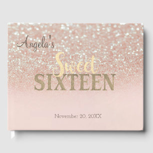 Elegant Glitter Bokeh Ombre ,Sweet 16 Guest Book