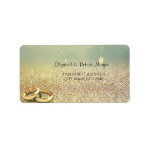 Elegant Glitter Bokeh,Rings Wedding Label