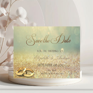 Elegant Glitter Bokeh,Rings Wedding Save the date
