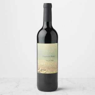 Elegant Glitter Bokeh,Rings Wine Label