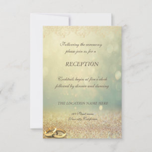 Elegant Glitter Bokeh,Ringsl Wedding Reception Invitation