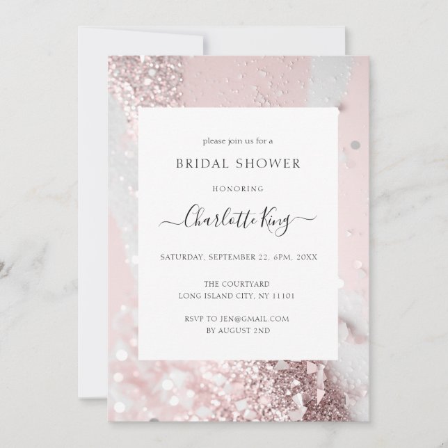 Elegant Glitter Bridal Shower  Invitation (Front)