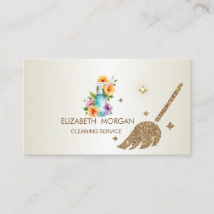 Elegant Glitter Broom House Floral Spray Bottle  Business Card