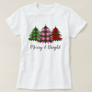 Elegant Glitter Buffalo Plaid Christmas Tree T-Shirt