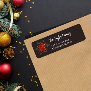 Elegant Glitter Christmas Holiday Red Poinsettia