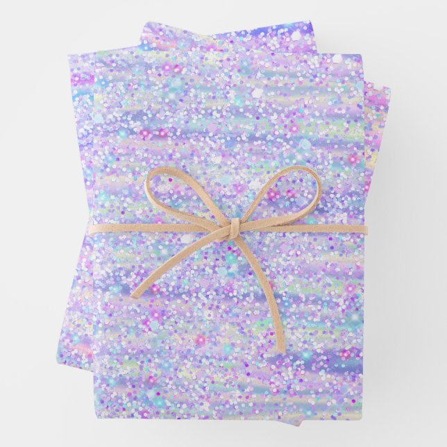 Elegant Glitter Confetti Holographic Trendy Girly Wrapping Paper Sheet (In situ)