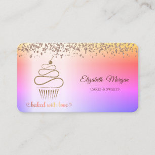 Elegant Glitter Cupcake,Sweets,Bakery Ombre Business Card