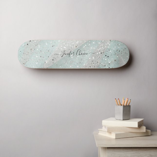 Elegant Glitter Custom Name  Skateboard (Wall Art (Horz))