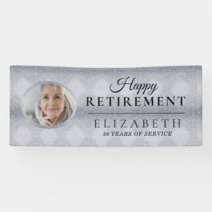 Elegant Glitter Custom Photo Retirement Party Banner