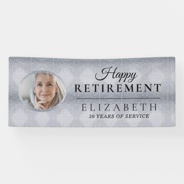 Elegant Glitter Custom Photo Retirement Party Banner (Horizontal)