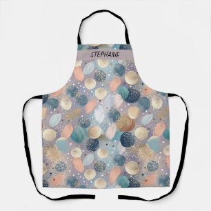Elegant Glitter Dot & Brushstroke Abstract Apron