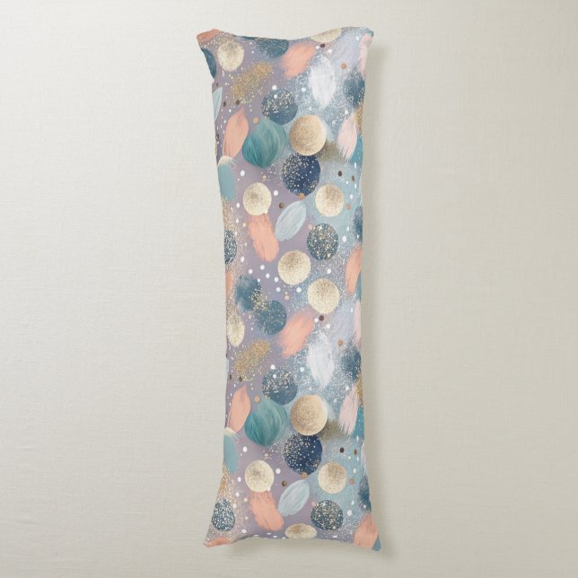 Elegant Glitter Dot & Brushstroke Abstract Body Cushion (Front Vertical)