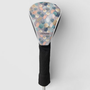 Elegant Glitter Dot & Brushstroke Abstract Golf Head Cover