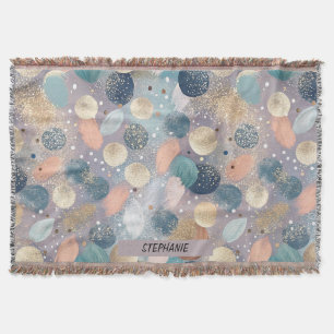 Elegant Glitter Dot & Brushstroke Abstract Throw Blanket