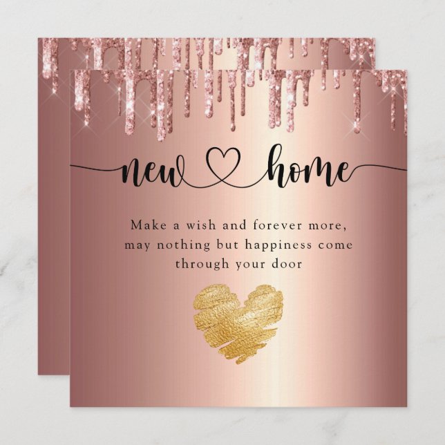 Elegant Glitter Drips New Home Housewarming Card (Front/Back)