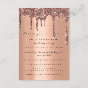 Elegant Glitter Drips Rose Gold  Bridal Sweet 16th Invitation