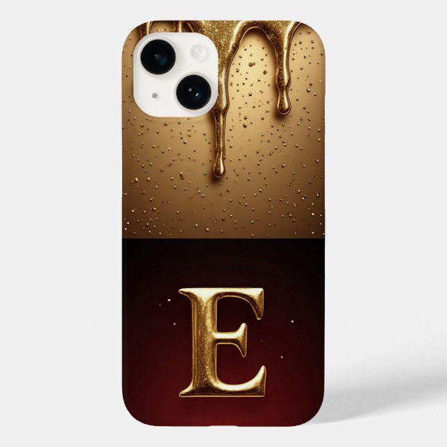 💎 Elegant Glitter E Monogram Dripping Luxe Case-Mate iPhone Case (Back)