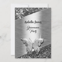 elegant glitter foil sparkle chic silver Butterfly