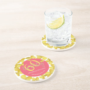 Elegant Glitter Gold Butterfly Calligraphy  Coaster