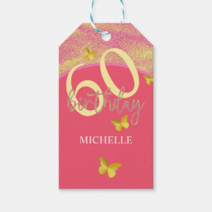 Elegant Glitter Gold Butterfly Calligraphy Gift Tags