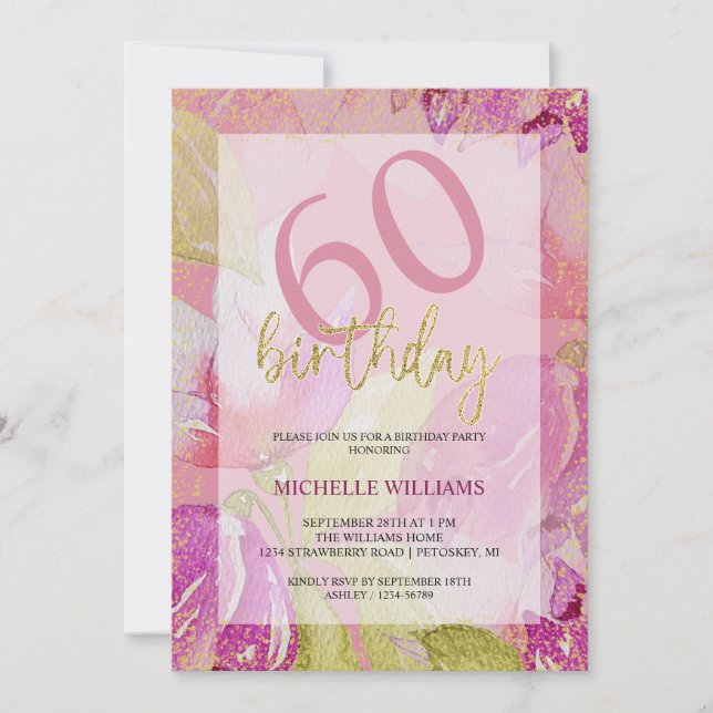 Elegant Glitter Gold Calligraphy Birthday Invitation (Front)