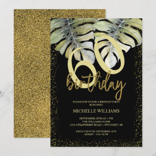 Elegant Glitter Gold Calligraphy Birthday Invitation