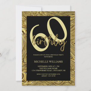 Elegant Glitter  Gold Calligraphy Birthday Invitation