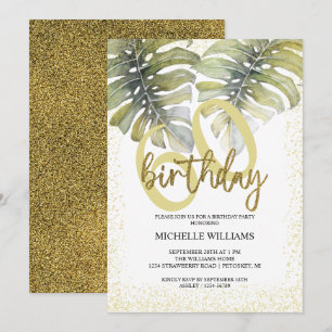 Elegant Glitter Gold Calligraphy Birthday Invitation