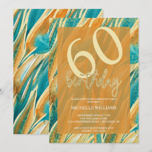 Elegant Glitter Gold Calligraphy Birthday Invitation