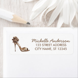 Elegant Glitter Gold Heel Shoes Return Address