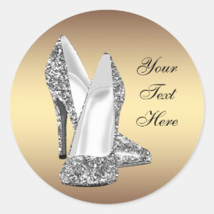 Elegant Glitter Gold High Heel Shoe Stickers