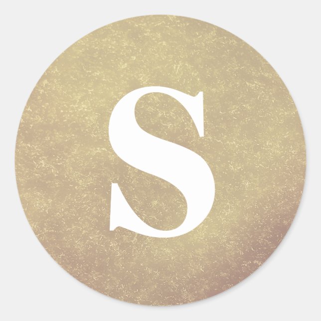 Elegant Glitter Gold Monogram Envelope Seal (Front)