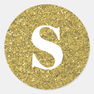 Elegant Glitter Gold Monogram Envelope Seal