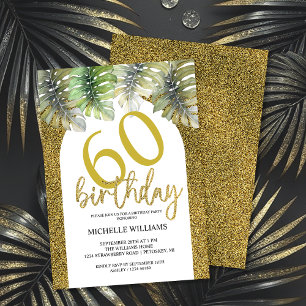 Elegant Glitter Gold Palm Calligraphy Invitation