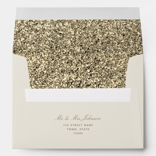 Elegant Glitter Gold Wedding Envelope (Back (Bottom))