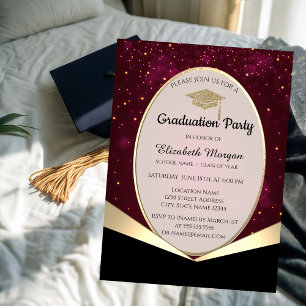Elegant Glitter Grad Cap,Confetti Graduation Invitation