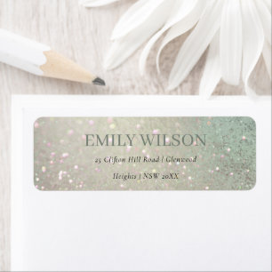 Elegant Glitter Green Pink Aqua Shiny Address