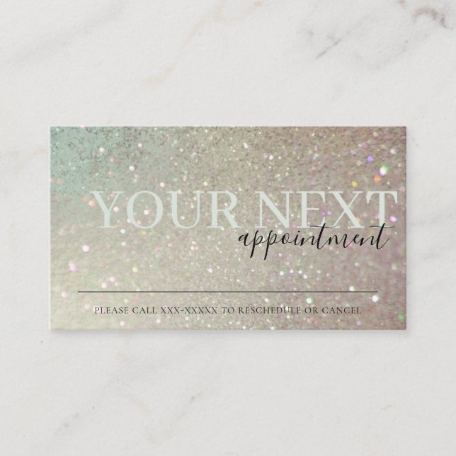 Elegant Glitter Green Pink Aqua Shiny Appointment Business Card (Front)