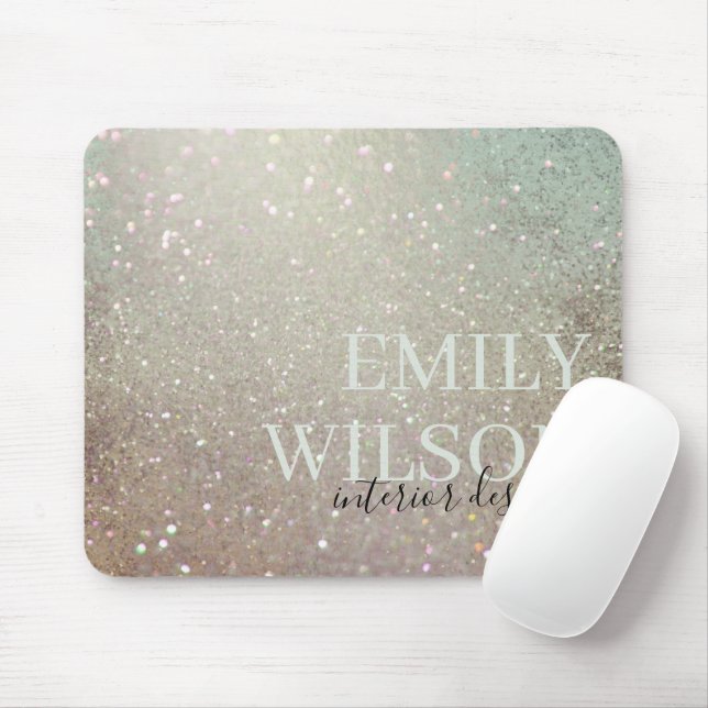 Elegant Glitter Green Pink Aqua Shiny Shimmer Mouse Mat (With Mouse)